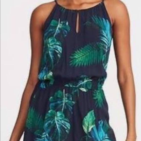 Old Navy Dresses & Skirts - Navy romper with palm leaf print